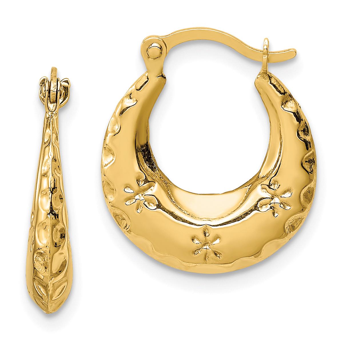Gold Classics(tm) 14kt. Gold Textured Stamped Hoop Earrings