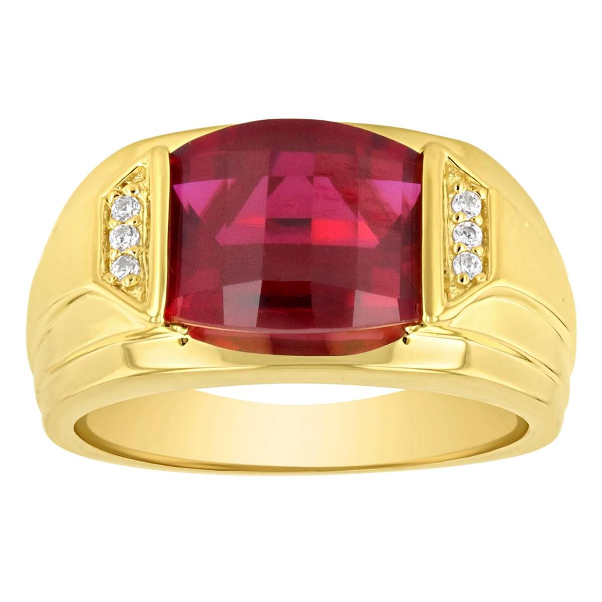 Gentlemen''s Classics(tm) 14kt. Gold Plated Created Ruby & CZ Ring