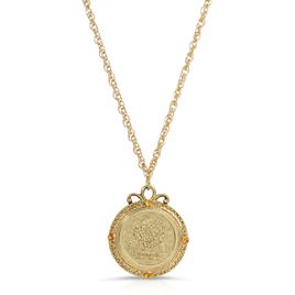 1928 Gold Tone Chrysanthemum Pendant Necklace