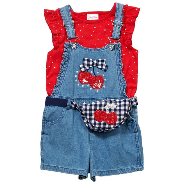 Girls (7-12) Little Lass® Sequin Tee & Cherry Jumper w/ Belt Bag