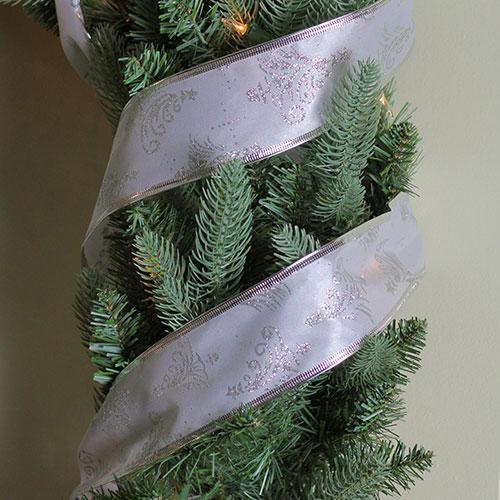 Northlight Seasonal 12pk. Silver Glitter Trees Wired Ribbon