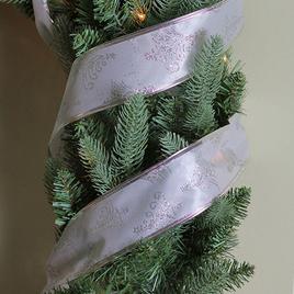 Northlight Seasonal 12pk. Silver Glitter Trees Wired Ribbon