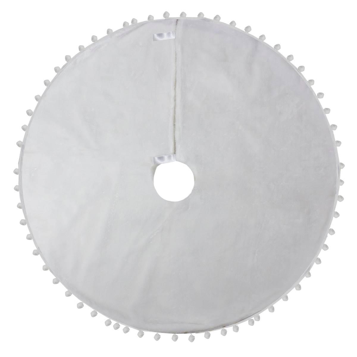 Northlight 36in. White Christmas Tree Skirt With a Pom Pom Border