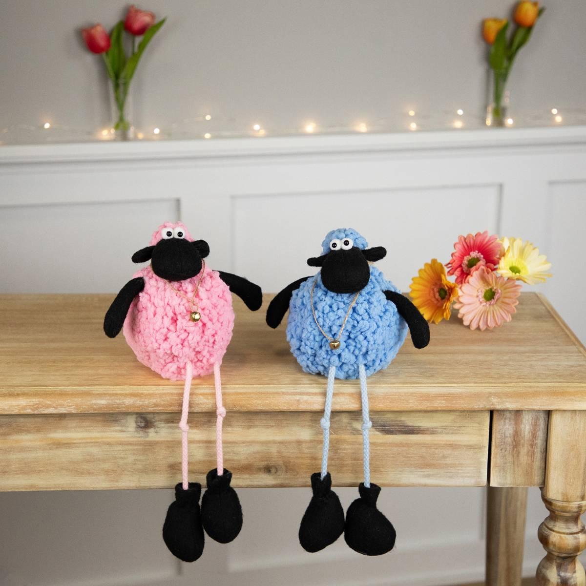 Northlight Seasonal Boy & Girl Plush Lamb Sitting Easter Figurine