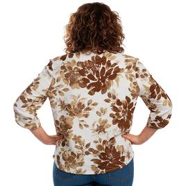 Plus Size Emily Daniels Floral 3/4 Roll Tab Sleeve Button Down