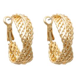 Freedom Nickel-Free Basket Weave Gold-Tone Hoop Earrings