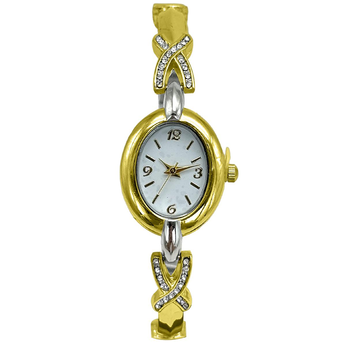 Womens Two-Tone White Dial Quartz Two-Tone Watch - LWBN08BV