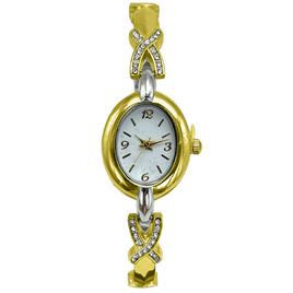 Womens Two-Tone White Dial Quartz Two-Tone Watch - LWBN08BV