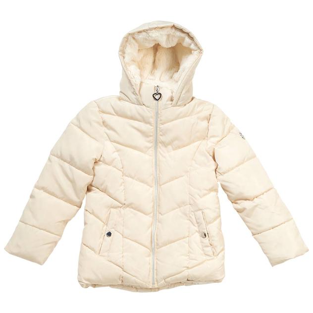 Girls (7-16) Kensie Quilted Puffer with Fur