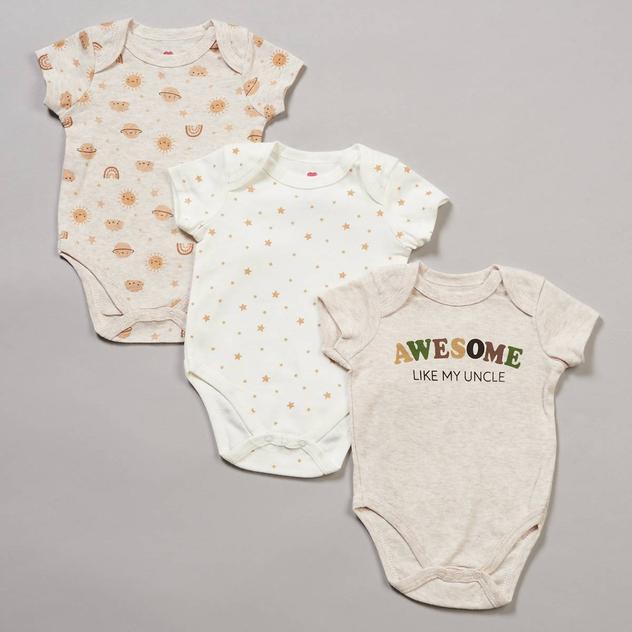 Baby Boy (NB-9M) Mini Hop 3pk. Awesome Uncle Bodysuit Set