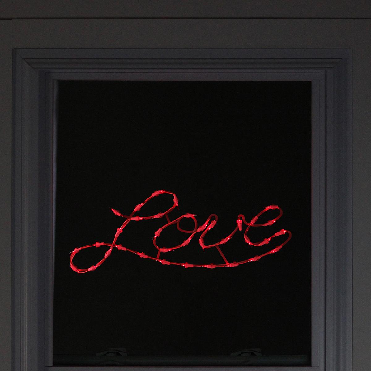 Northlight Seasonal Lighted Red Love Script Window Silhouette