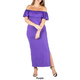 Plus Size 24/7 Comfort Apparel Off Shoulder Ruffle Shift Gown