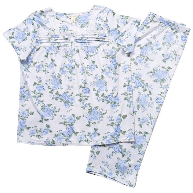 Womens Laura Ashley® Floral Lace Trim Pajama Set