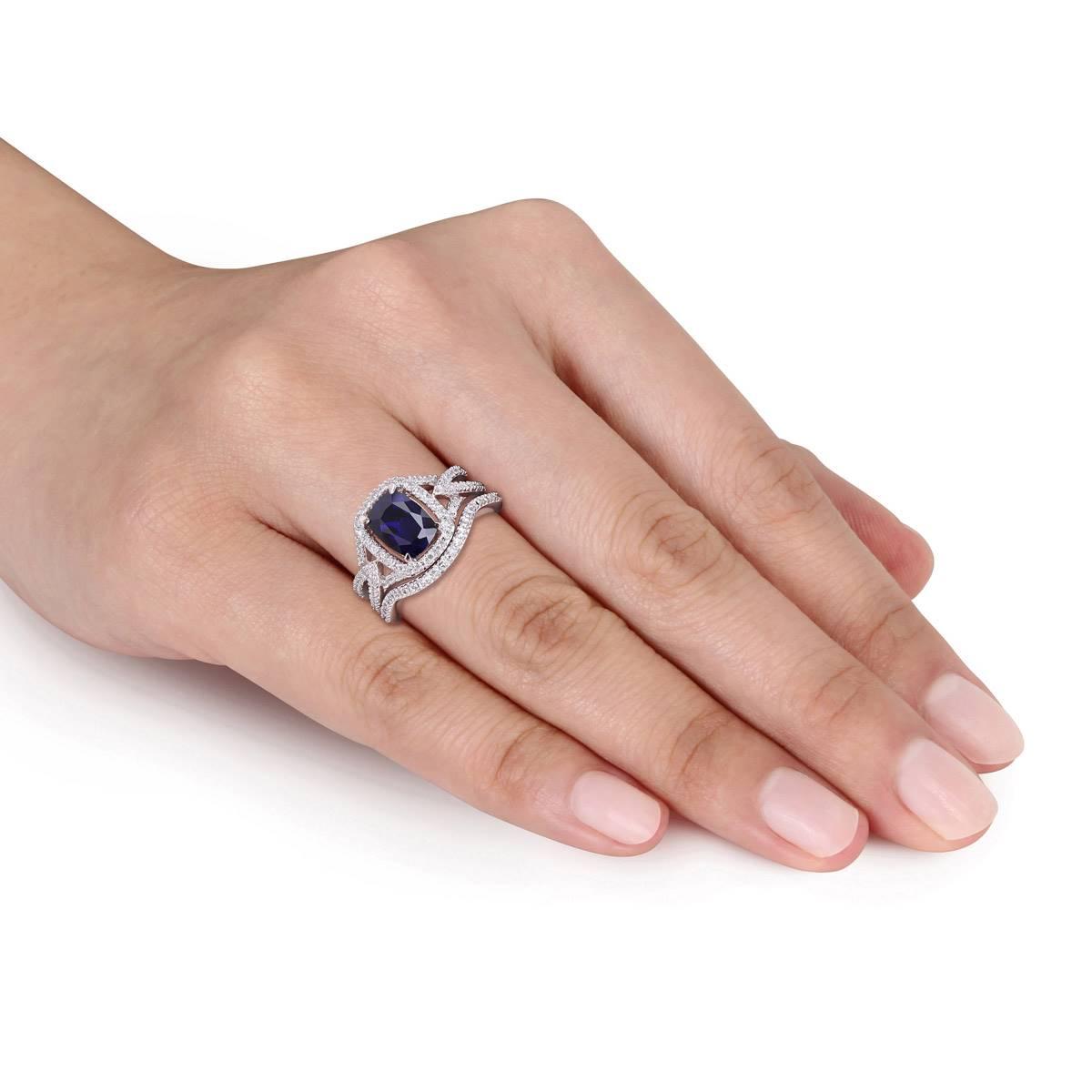 Gemstone Classics™ 10kt. Rose Gold Lab Created Sapphire Ring