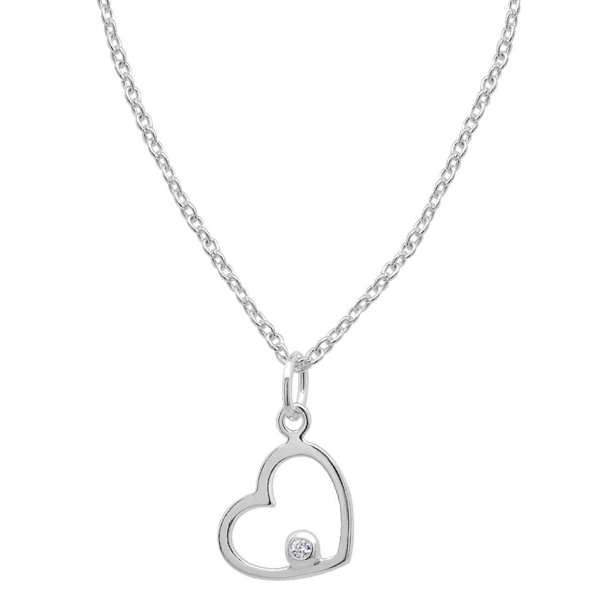 Marsala 18in. Sterling Silver CZ Accent Heart Pendant Necklace