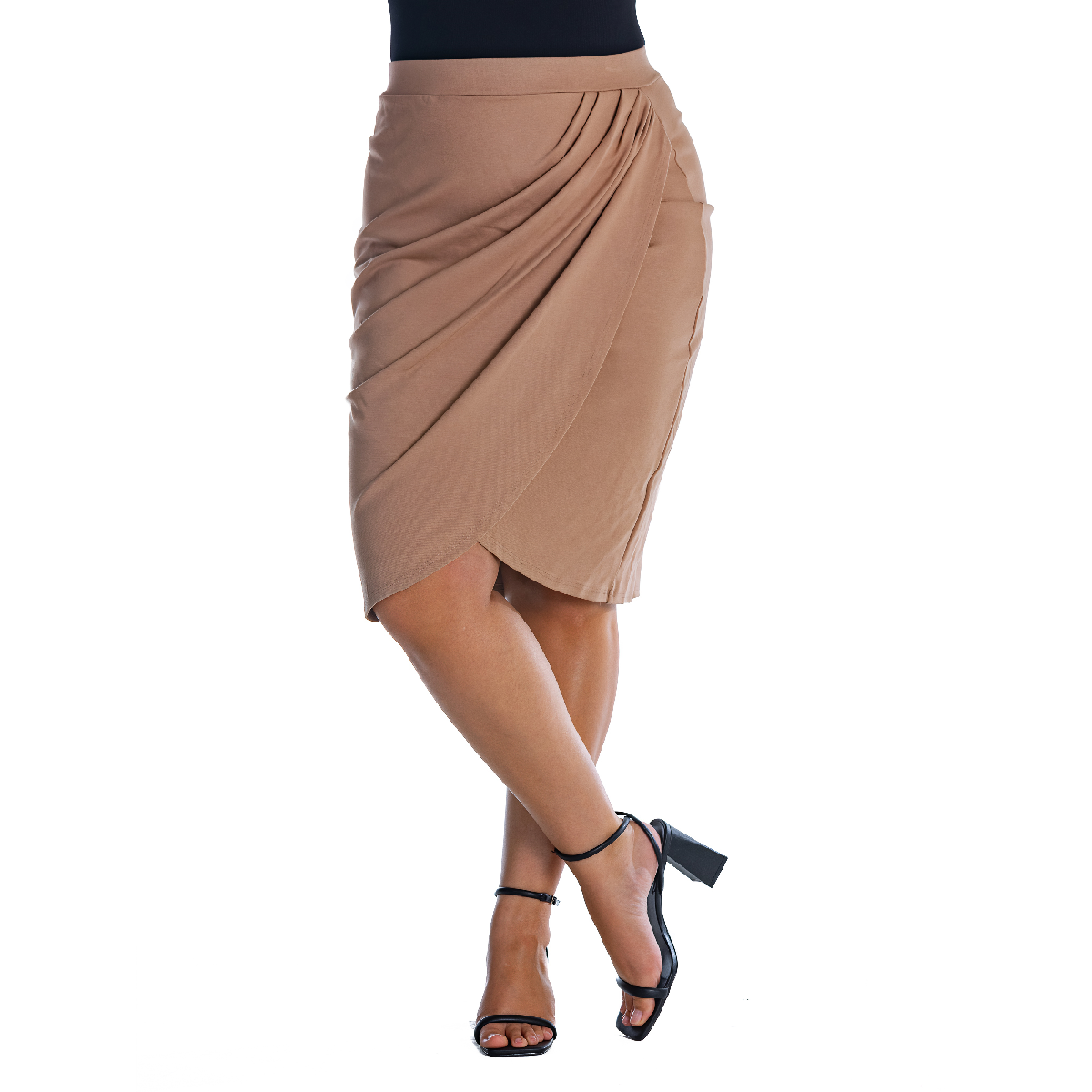 Plus Size 24/7 Comfort Apparel Tulip Pencil Knee Length Skirt
