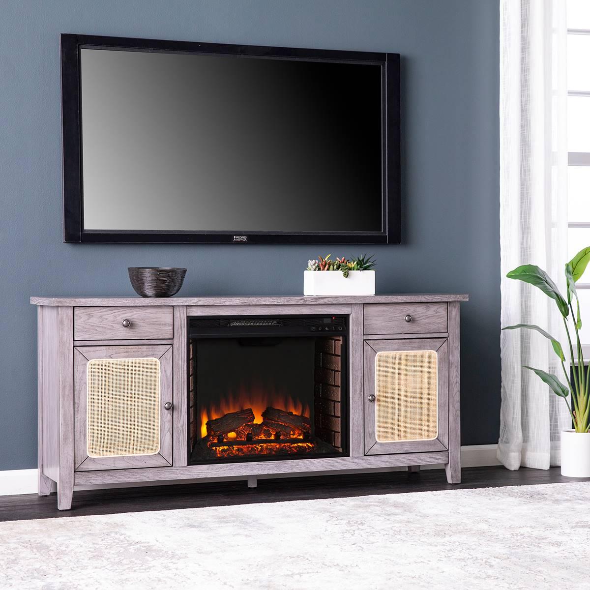 Southern Enterprises Edderton Electric Fireplace w/ Media Storage