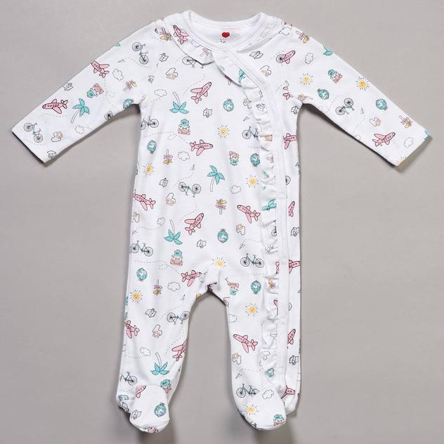 Baby Girl (NB-9M) Mini Hop Bike & Planes Ruffle Footie