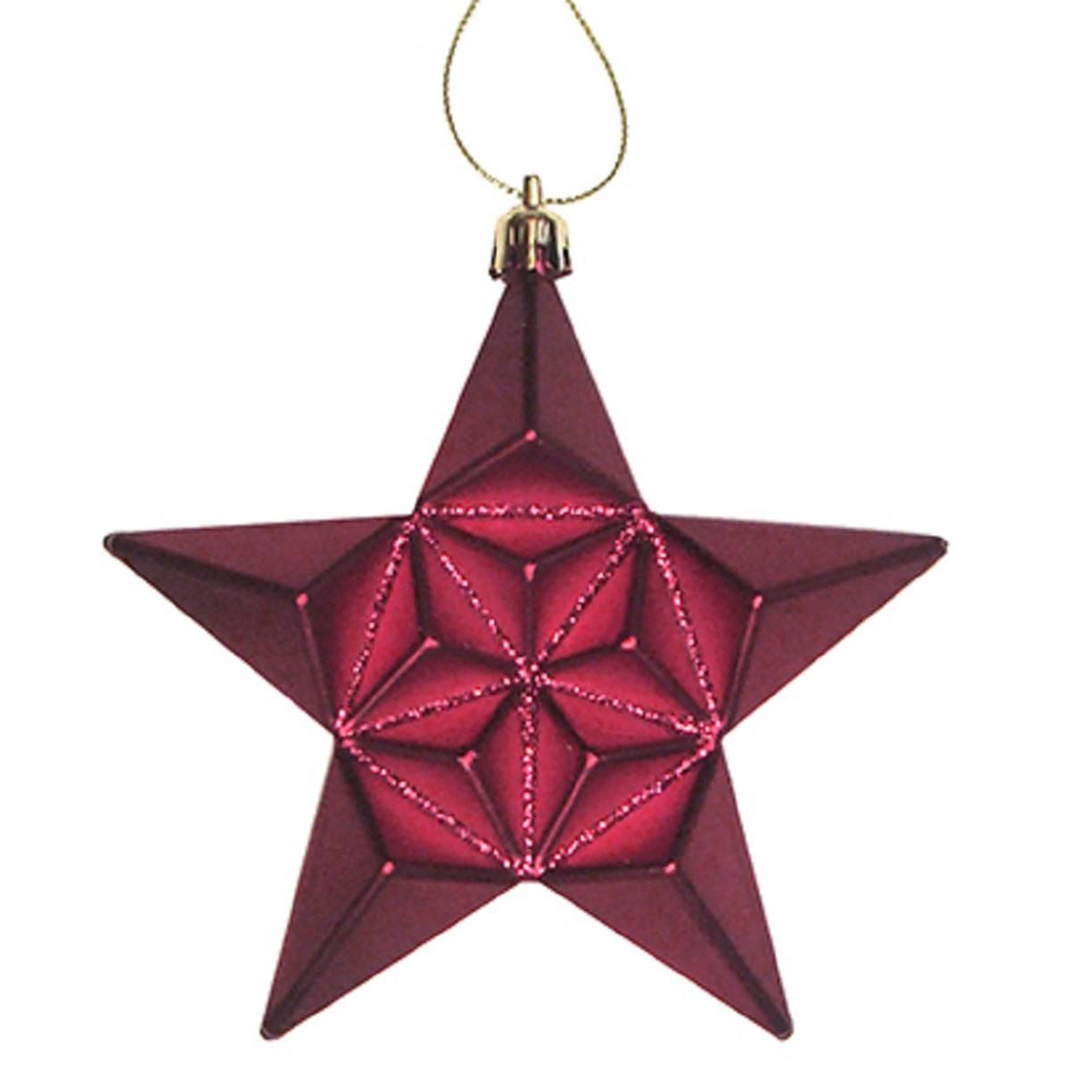 DAK 12ct. Burgundy Glittered Star Shatterproof Christmas Ornament