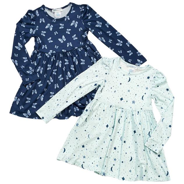Girls (4-6x) Emma & Elsa 2pk. Lunar/Butterfly Long Sleeve Dresses