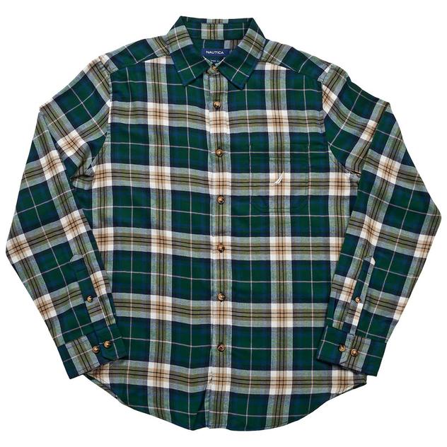 Mens Nautica Plaid Button Down Shirt - Tidal Green