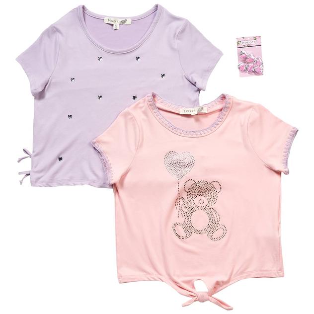 Girls (7-12) BTween® 2pk. Rhinestone Bear/Heart Tops