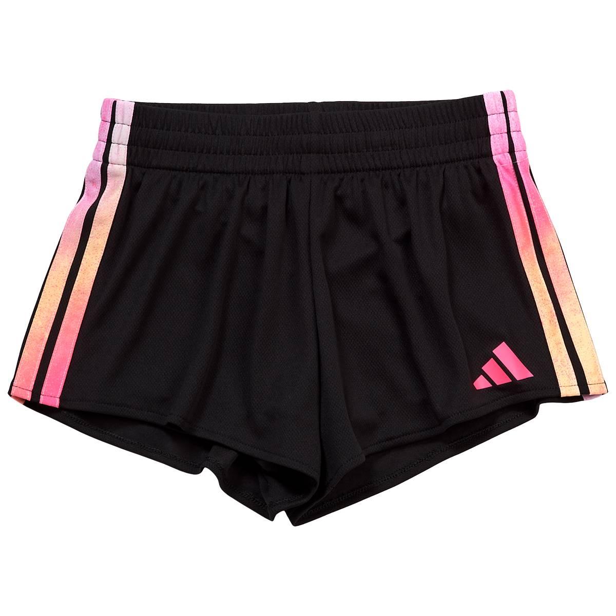 Girls (7-16) adidas(R) Solid/Ombre 3 Stripe Mesh Shorts