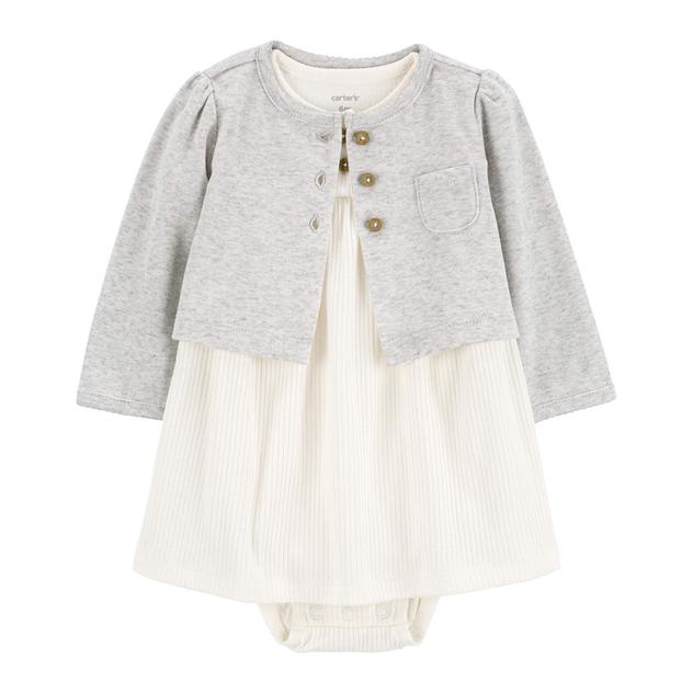 Baby Girl (NB-12M) Carter’s® 2pc. Solid Bodysuit Dress w/Cardigan