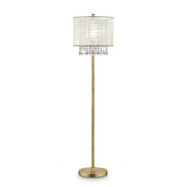 HomeRoots 65 Gold And White Novelty Floor Lamp With White Fabri