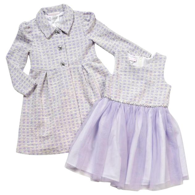 Girls (4-6x) Bonnie Jean Boucle Mesh Dress & Boucle Jacket