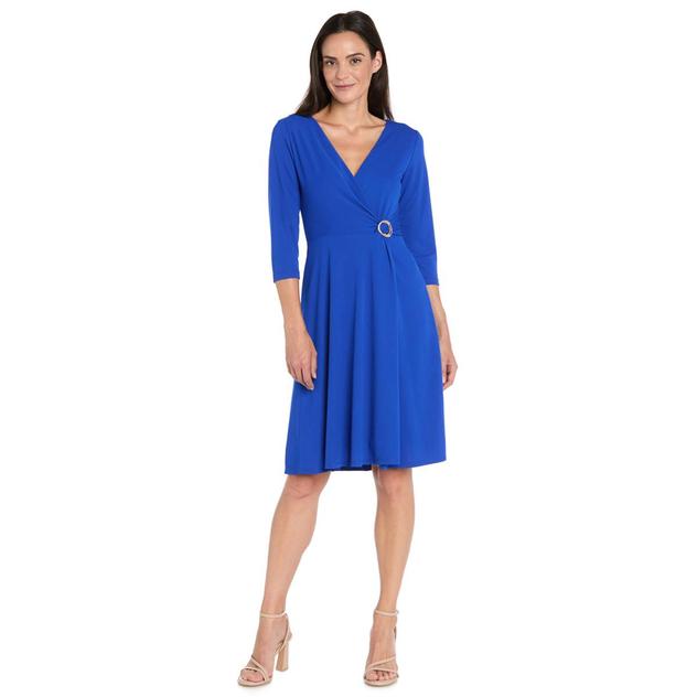Womens R&M Richards 3/4 Sleeve Side Buckle Wrap Dress
