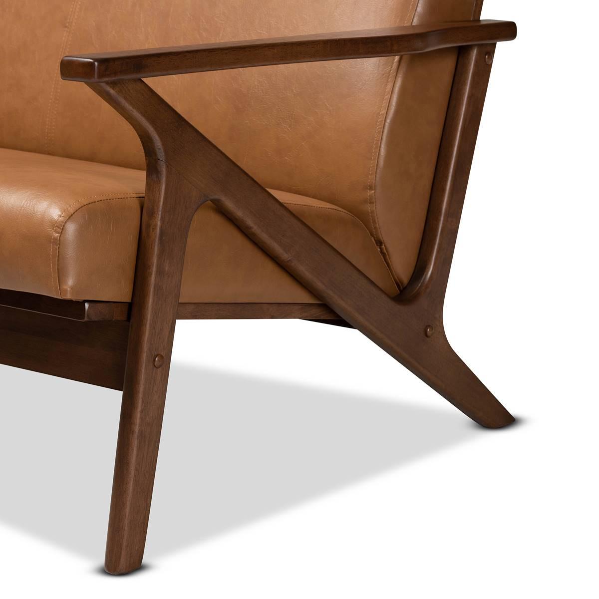 Baxton Studio Bianca Modern Wood & Faux Leather Effect Loveseat
