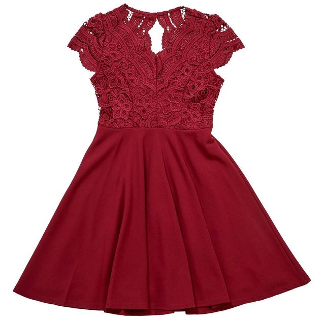 Girls (7-16) Rare Editions Cap Sleeve Floral Lace Skater Dress