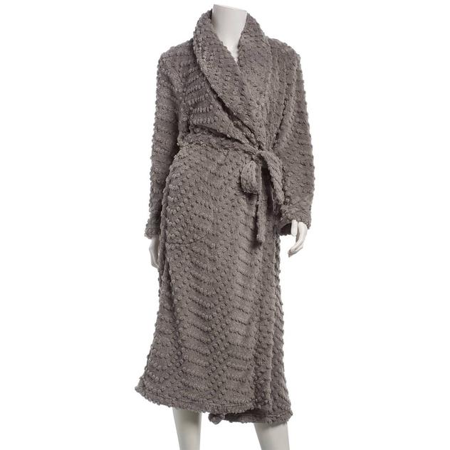 Womens Jasmine Rose Long Sleeve Dots Shaggy Jacquard Wrap Robe