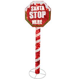 National Tree 60in. Pre-Lit LED Santa Stop Sign