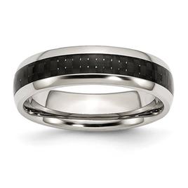 Mens Gentlemen's Classics(tm) Black Fiber Inlay 6mm Wedding Band