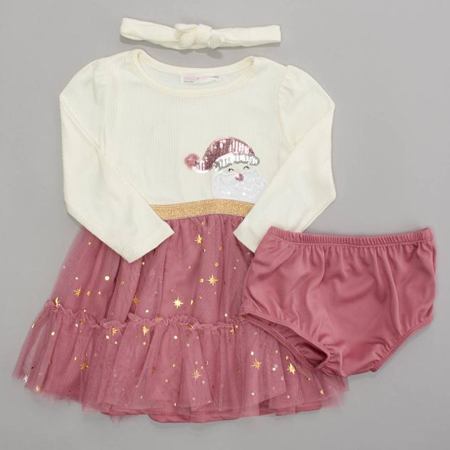 Baby Girl (12-24M) Young Hearts Santa Tutu Dress & Headband