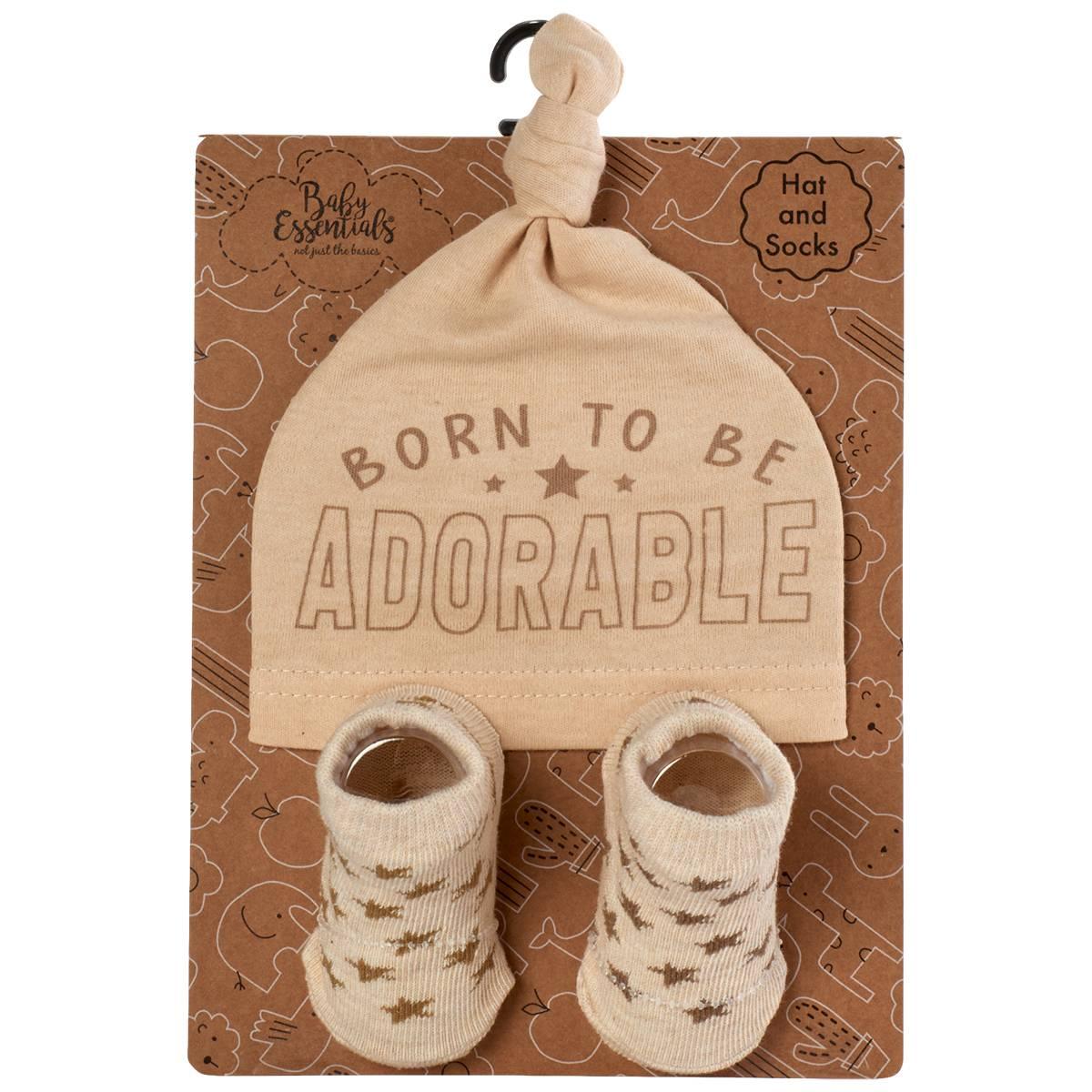 Baby Unisex Baby Essentials(R) Born to Be Adorable Hat & Socks Set