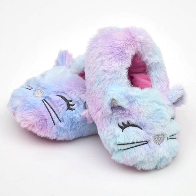 Big Girls Capelli® New York Kitty Faux Fur Slippers