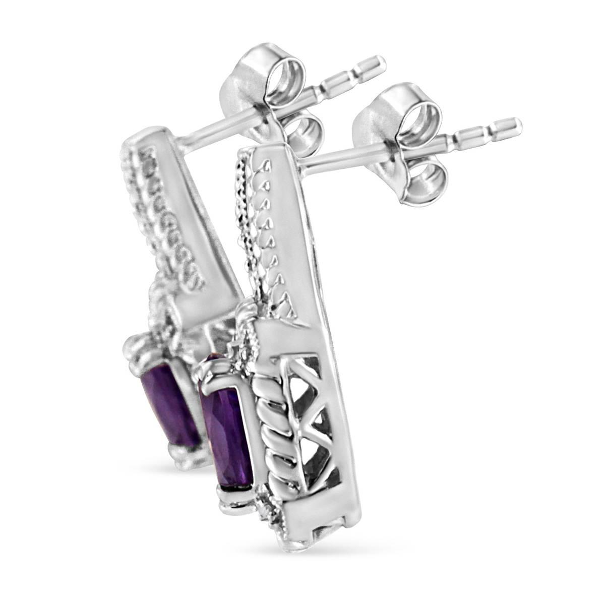 Haus of Brilliance Amethyst Diamond Dangle Earringse