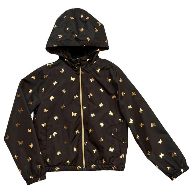 Girls (7-16) Pink Platinum® Foil Butterfly Hooded Windbreaker