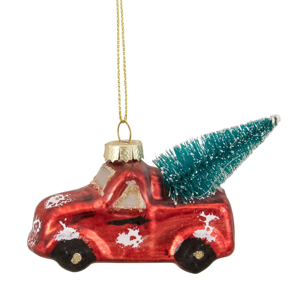 Northlight Truck with a Sisal Tree Glass Christmas Ornament