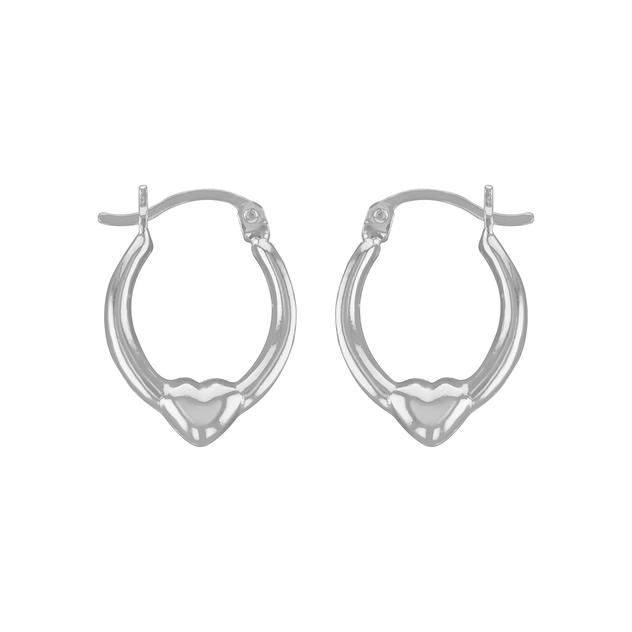 Giorgio Argento Heart Back to Back 19mmx14mm Hoop Earrings