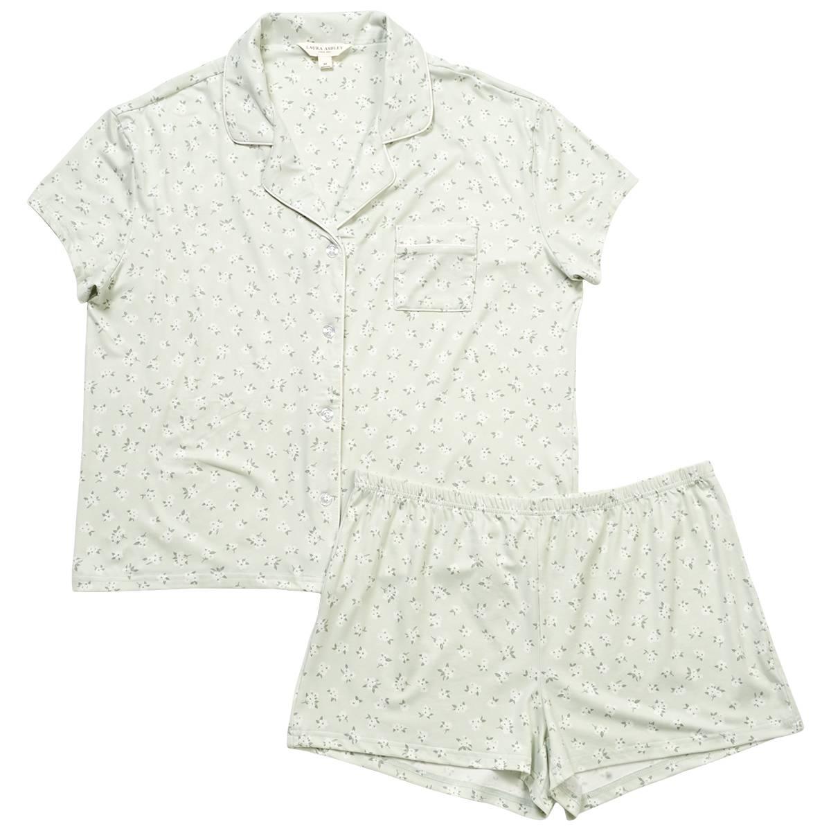 Womens Laura Ashley(R) Short Sleeve Mini Bouquet Shorty Pajama Set