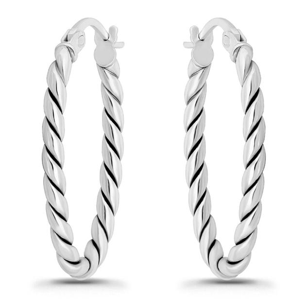 Designs by FMC Sterling Silver Oxidized Twist Oval Hoop Earrings