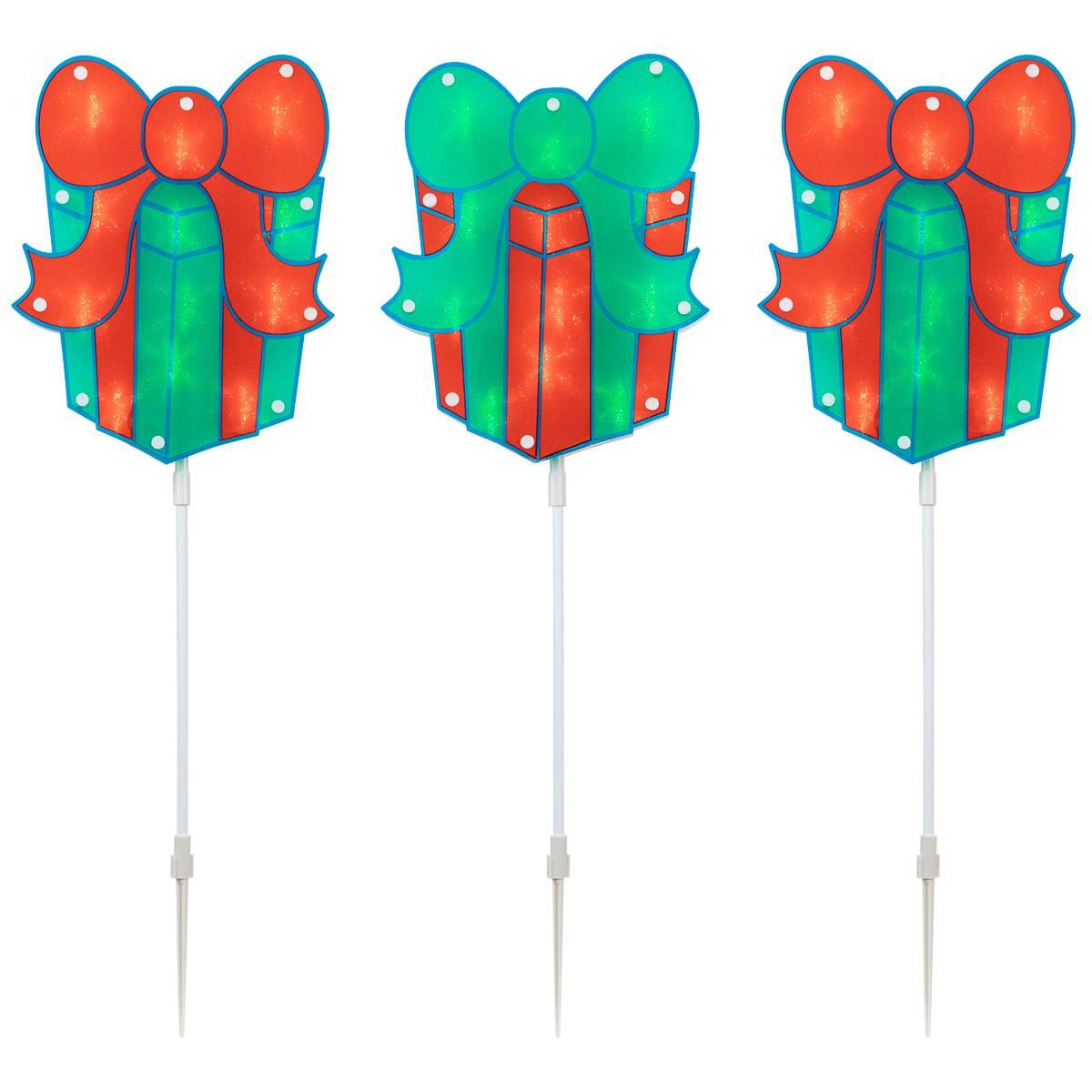 Northlight Seasonal Christmas Gift Box Pathway Markers - Set of 3