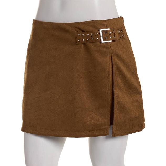 Juniors Love Tree Stretch Suede Slit Skort with Buckle