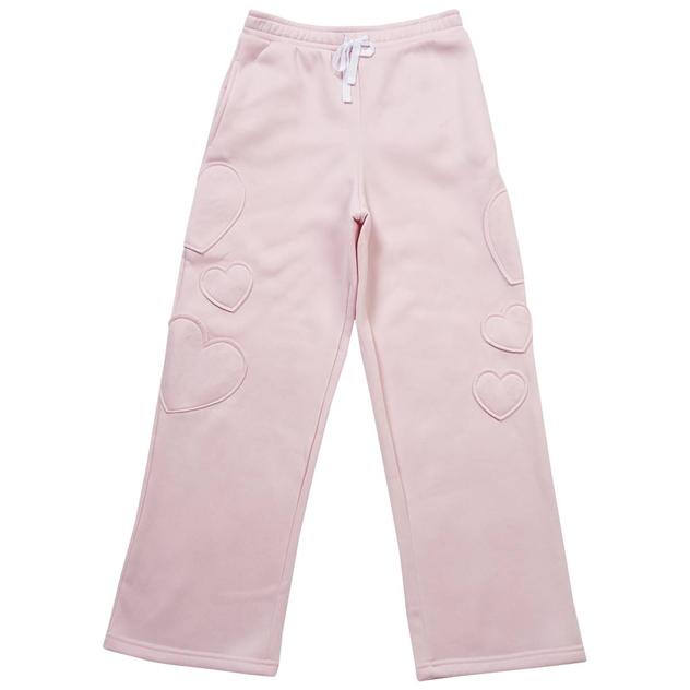 Girls (7-16) No Comment Heart Appliqué Wide Leg Sweatpants