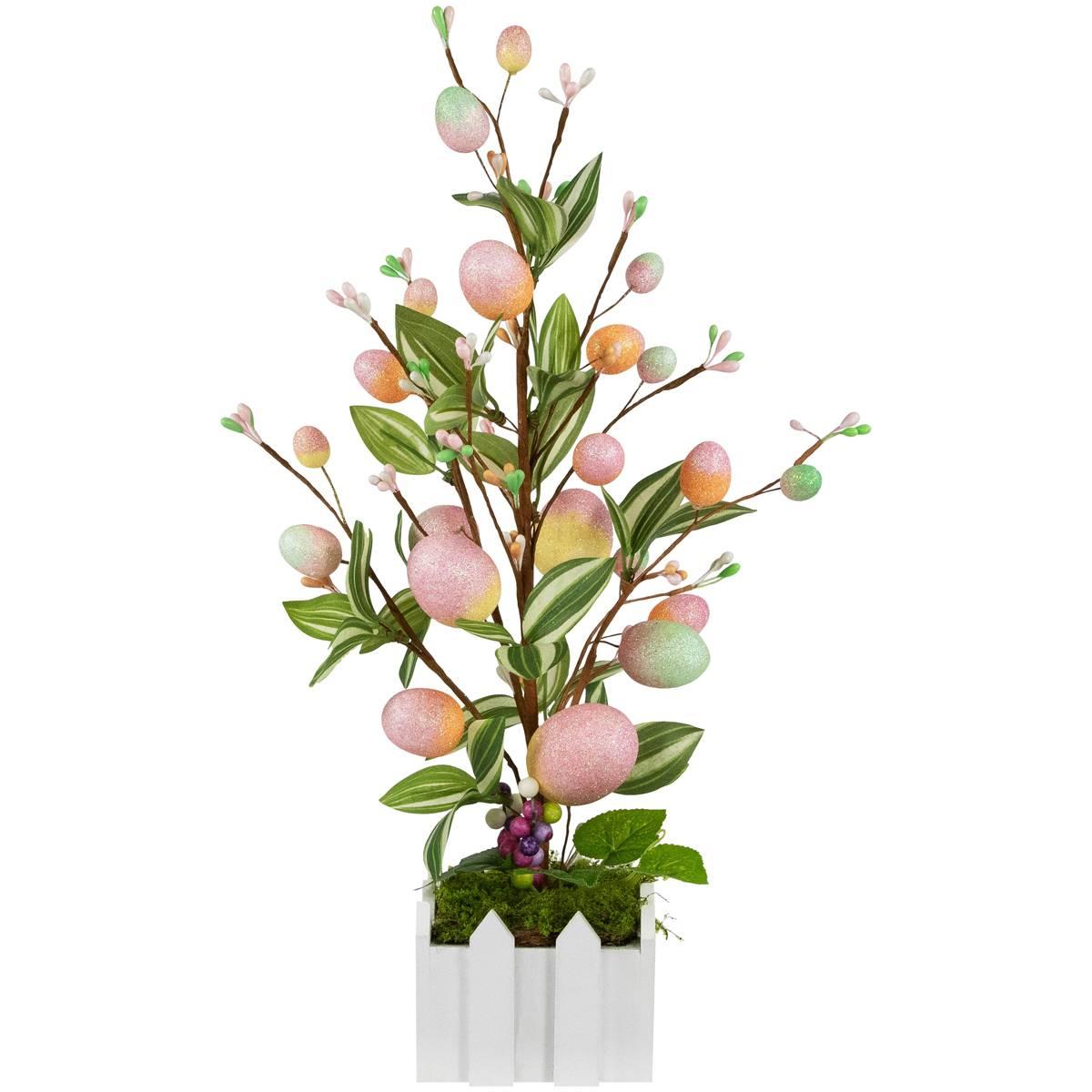 Northlight Seasonal Artificial Potted Twig Tree w/ Easter Eggs
