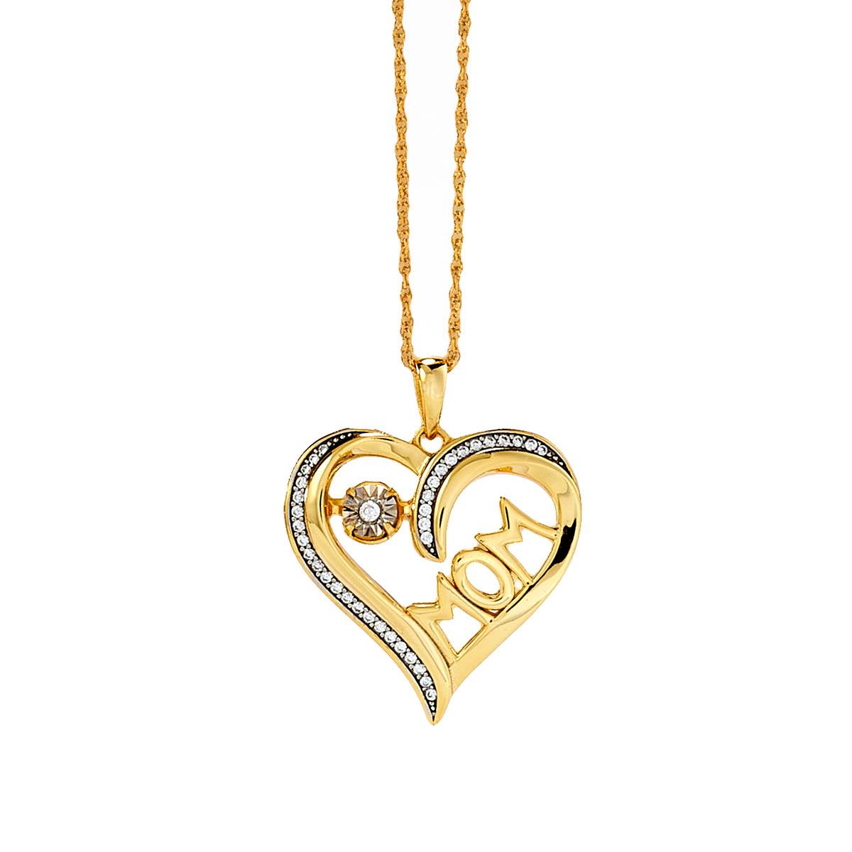 Nova Star(R) Sterling Silver Lab Grown Diamond Mom Heart Pendant